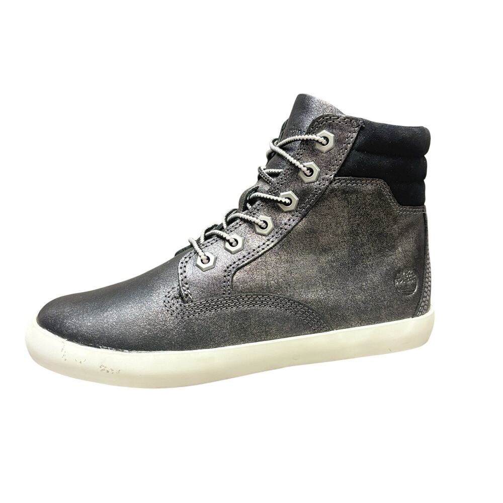 Timberland Metallic Sneaker Boots Metallic Black Gray Suede Hi Tops Size 6